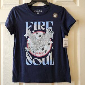 Wound Up Fire In My Soul Women's T-Shirt M (7-9) Navy Blue